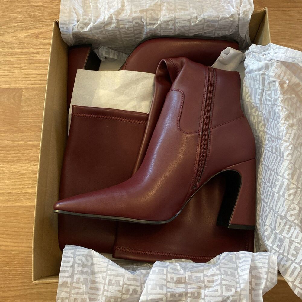 Steve Madden Womens Lamarca Knee High Block-Heel Stretch Boots Burgundy 9.5 NIB - Picture 4 of 13